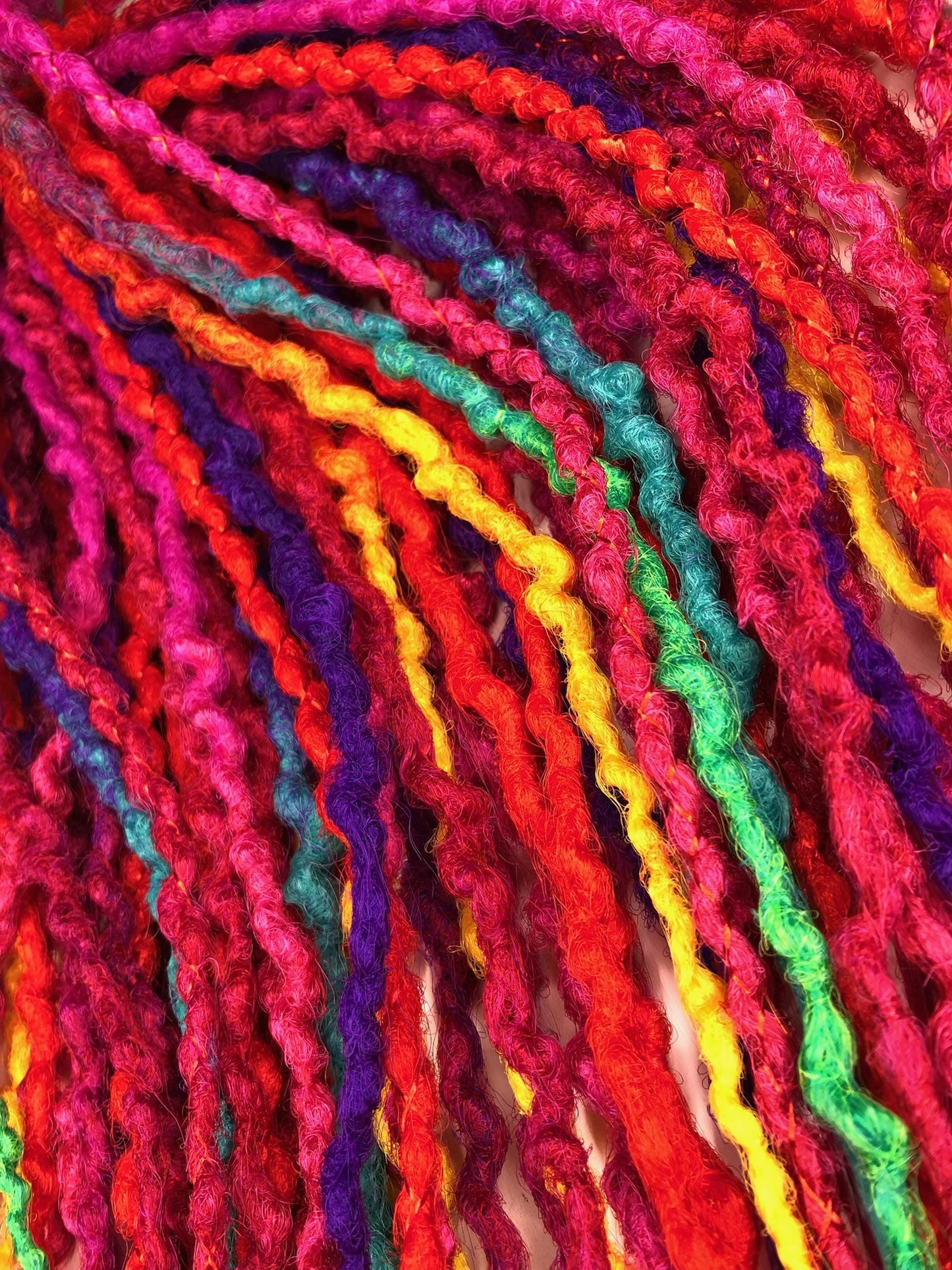 Rainbow Ombre Dreads Red Yellow Green | Curly Synthetic SE DE Dreadlocks Set