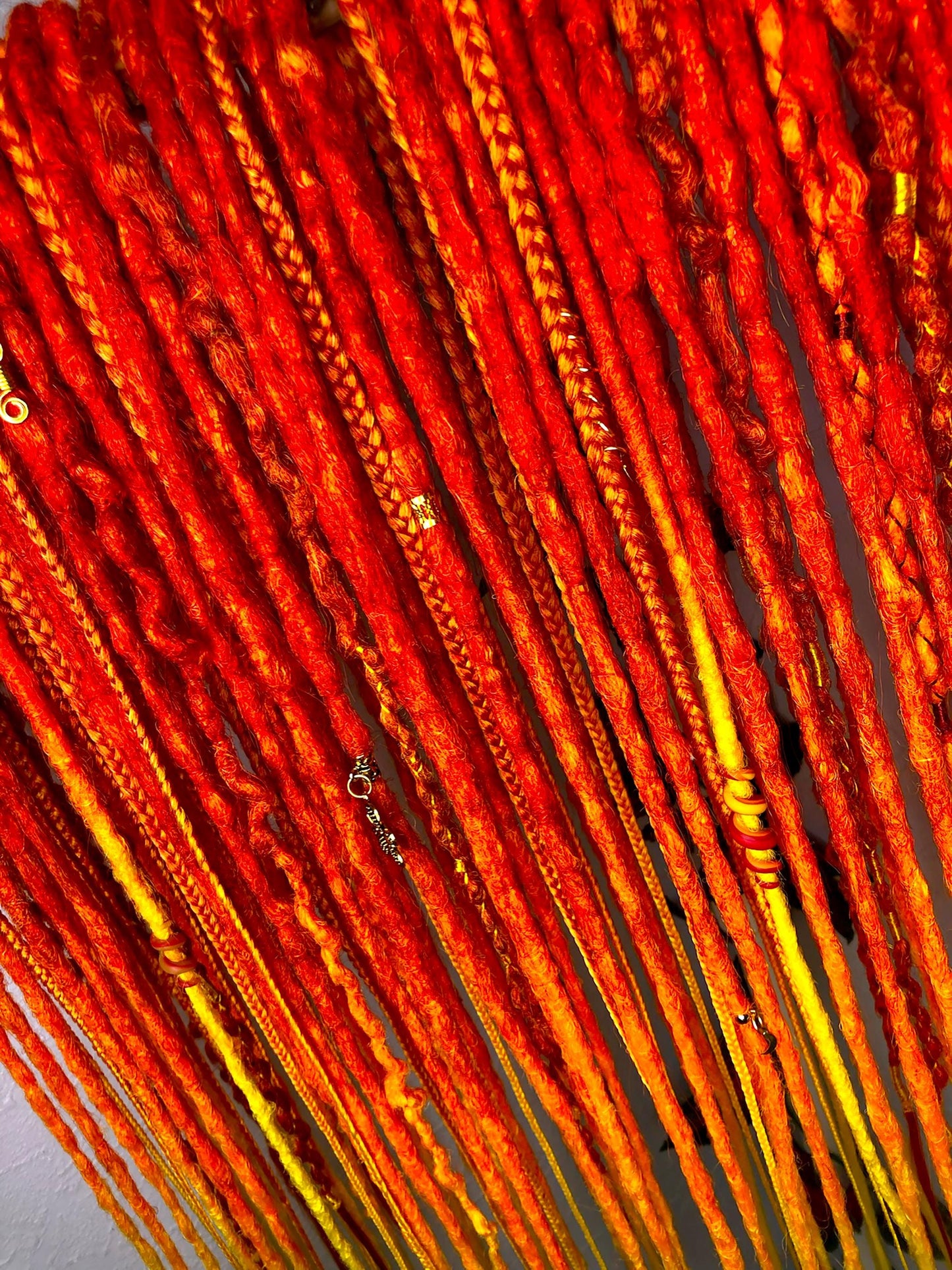 Red Orange Yellow Dreads Extensions | Fire Boho Dreadlocks