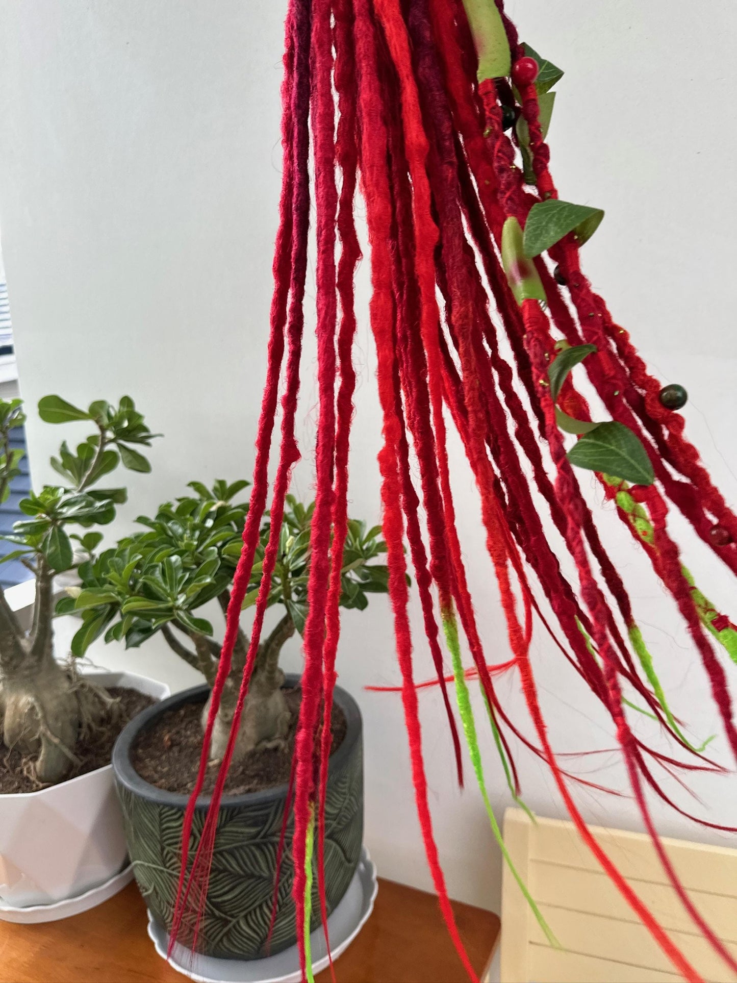 Poison Ivy Dreadlocks Set | Red & Neon Green Boho Dreads