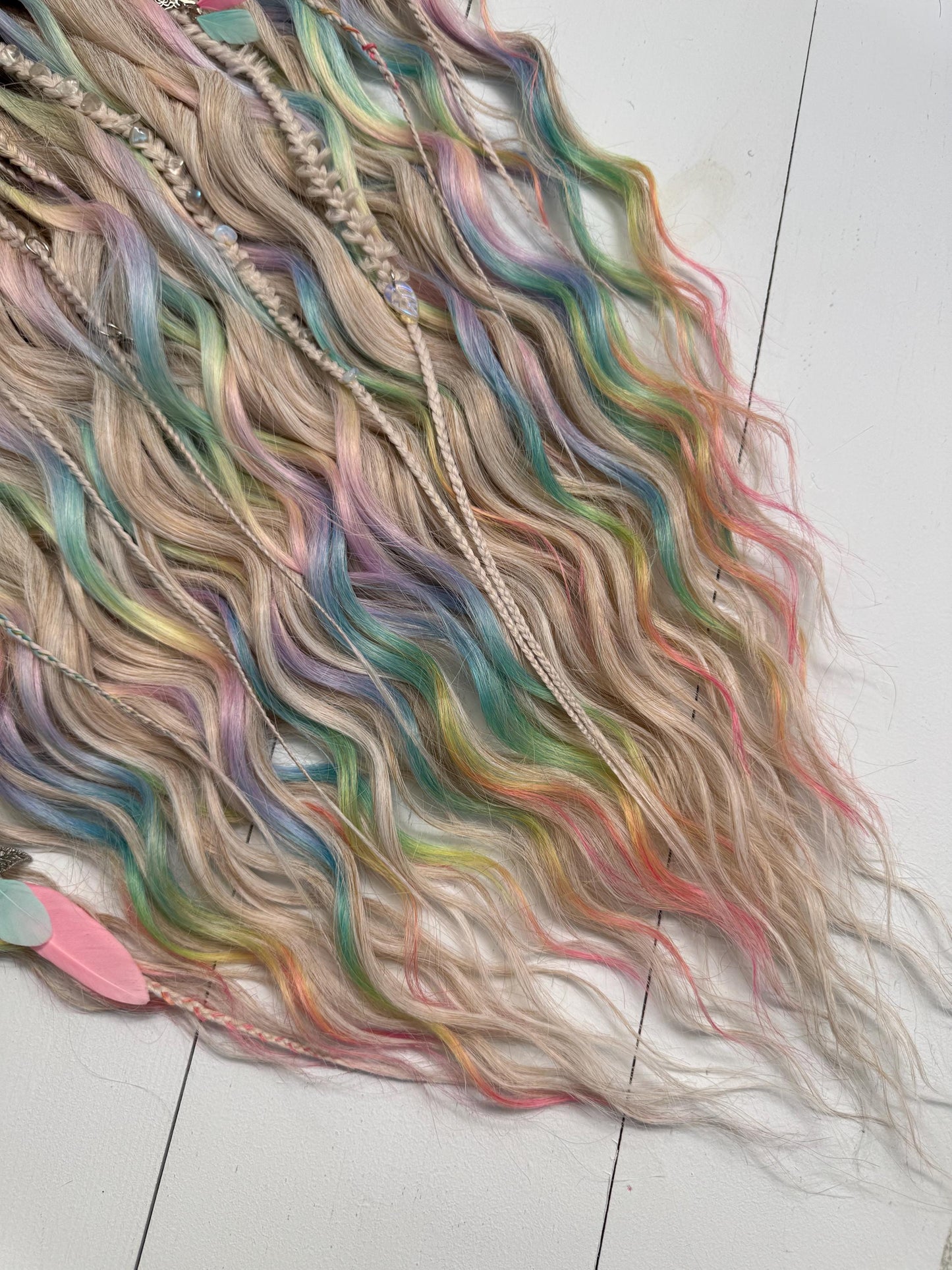 Pastel Rainbow Synthetic Dreadlock Curls