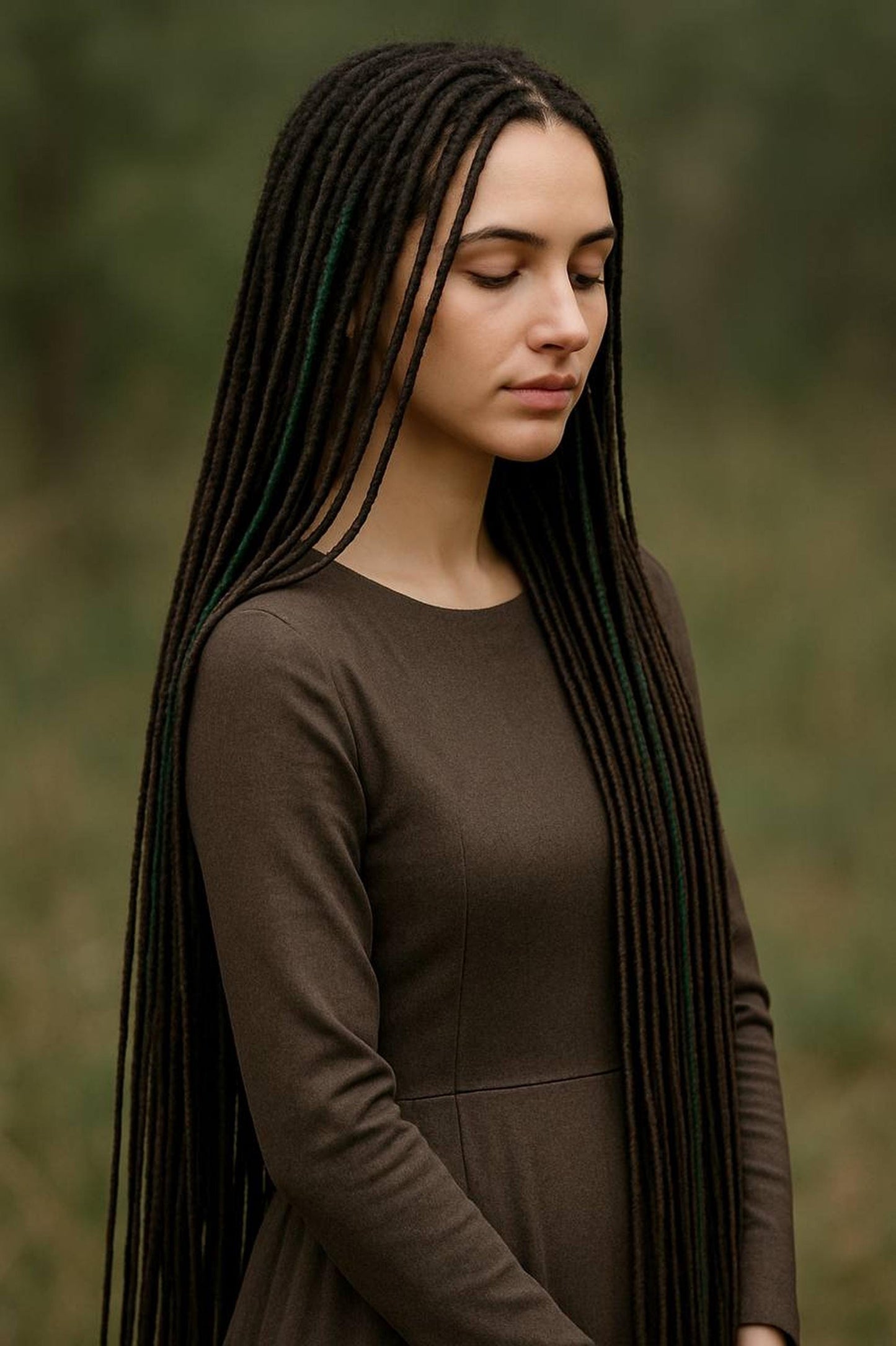 Brown Natural-Look Thin Dreads