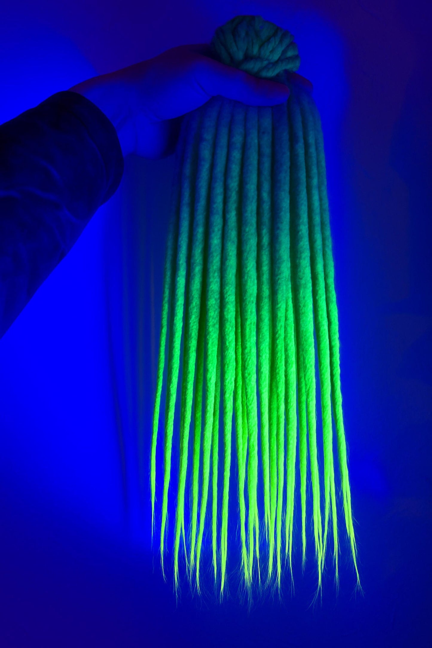 UV Glow Green Dreads – Blue & Acid Ombre Psy Dreadlocks Set