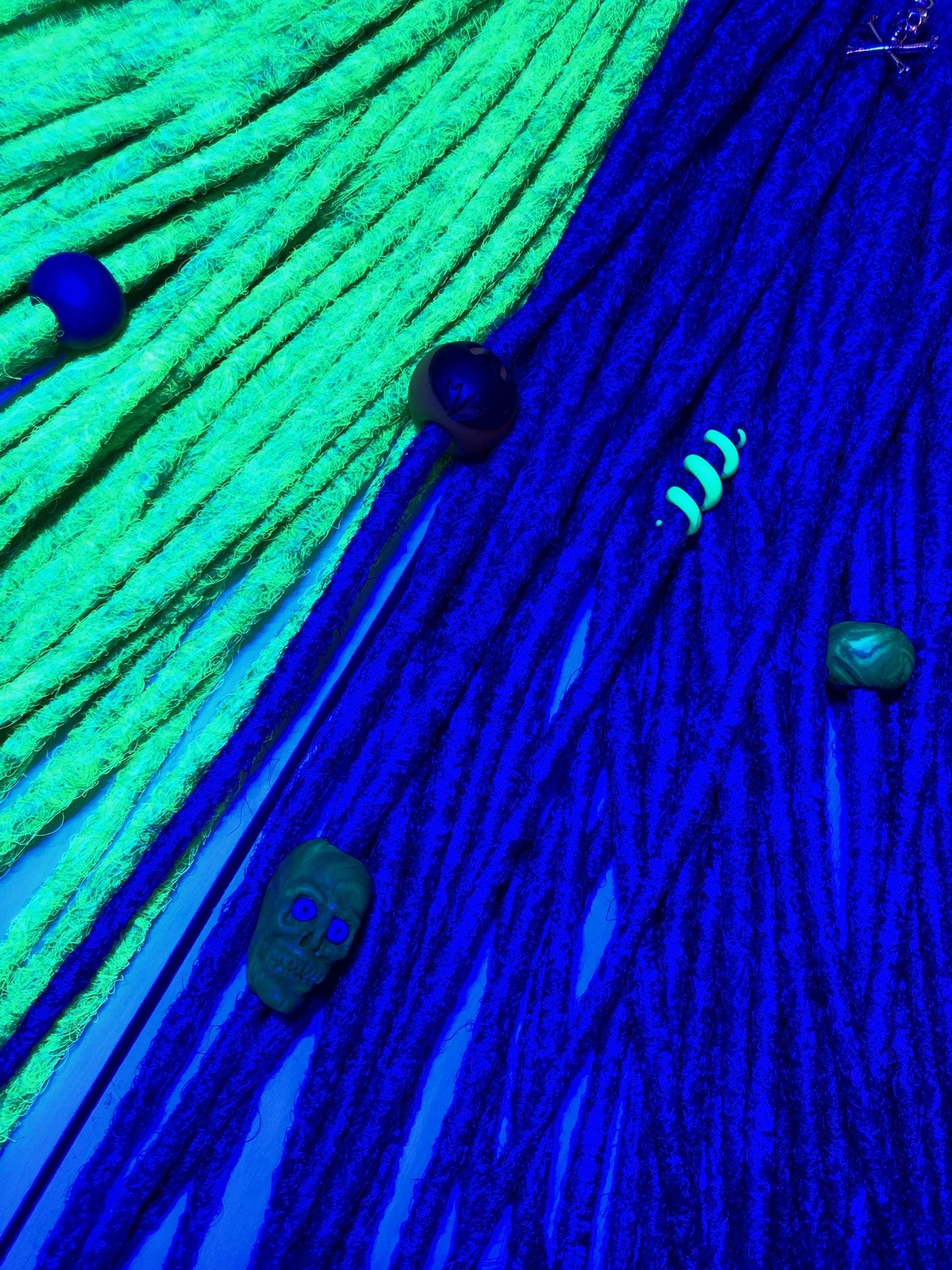 Joker UV Glow Dreads Set | Neon Green Purple Dreadlocks