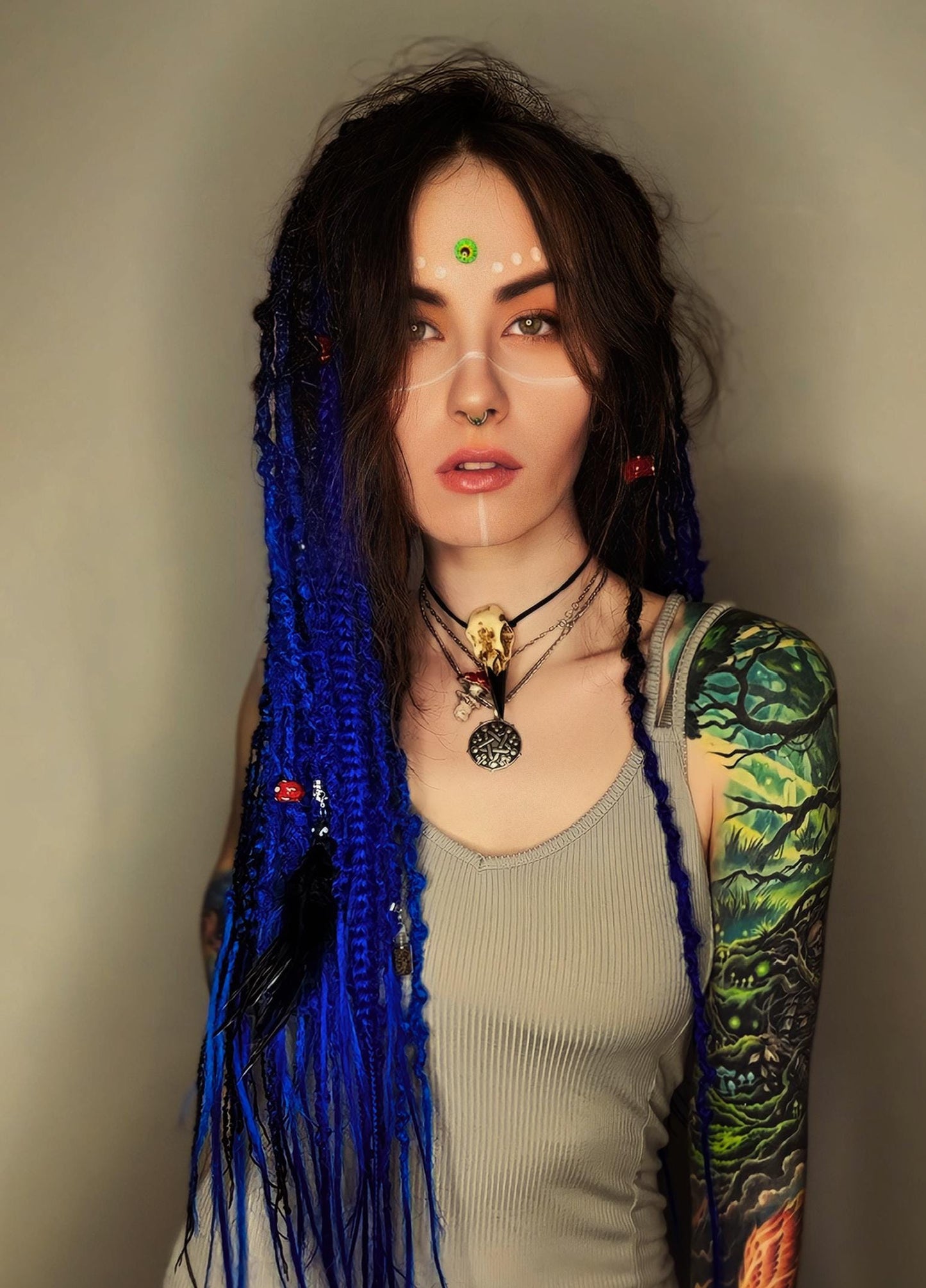 Blue Black Ombre Night Witch Dreadlocks Set