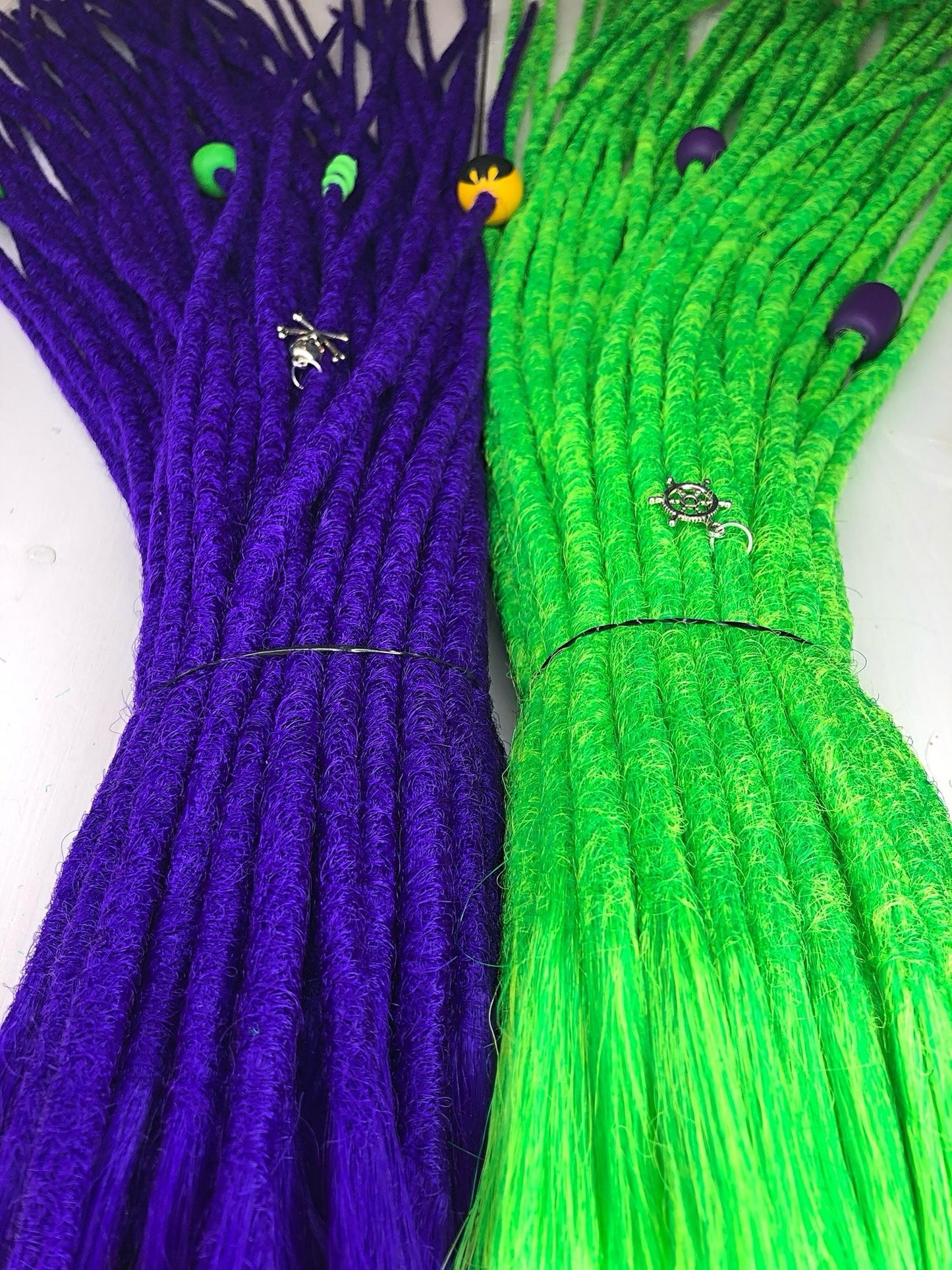 Joker UV Glow Dreads Set | Neon Green Purple Dreadlocks