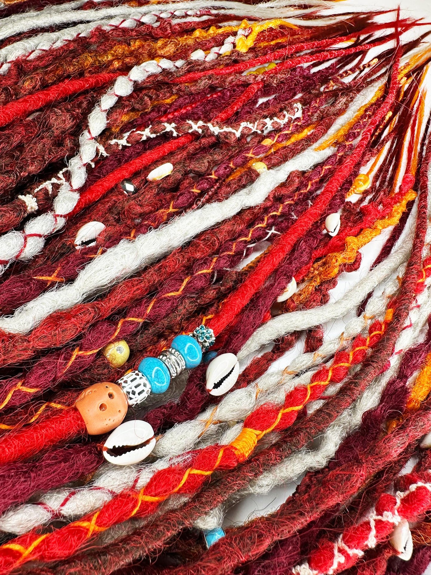 Boho Red Orange Burgundy Blonde Dreads Set