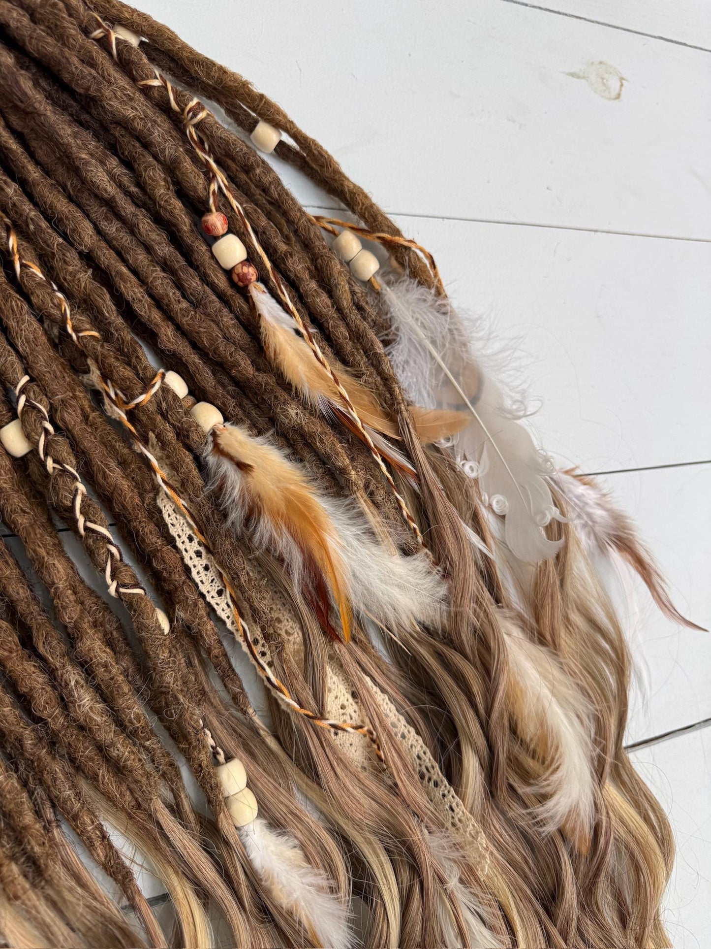 Boho Crochet Dreadlock Set with Blonde and Brown Hair Extensions