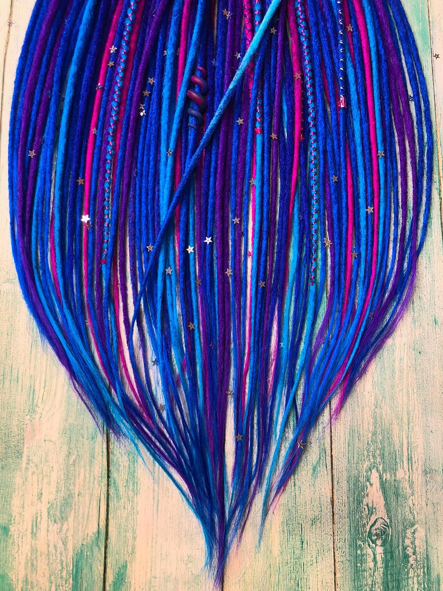 Cosmic Odyssey Dreads Extensions | Purple Blue Ombre Dreadlocks Set