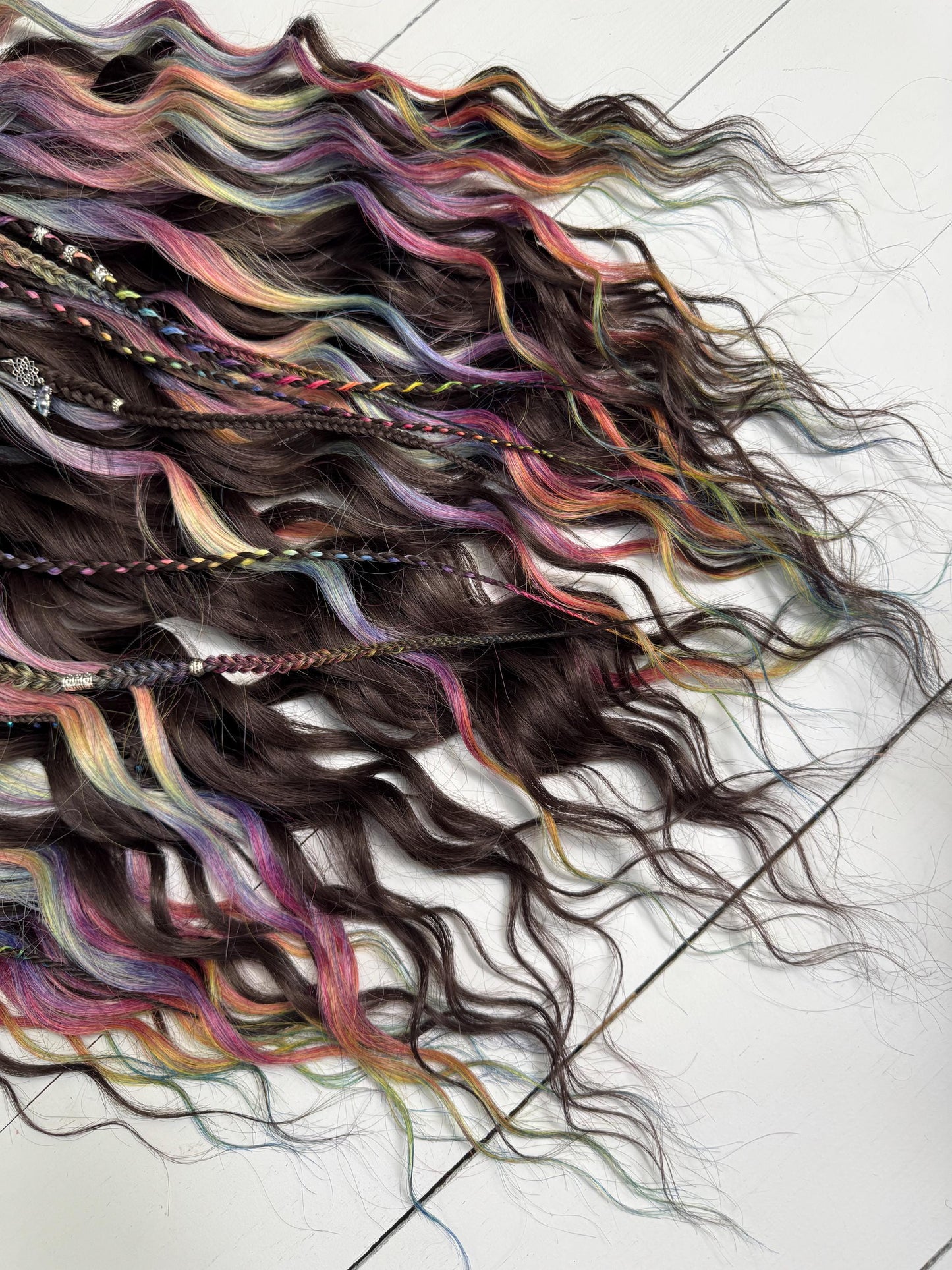 Rainbow Highlight Dreadlock Curls