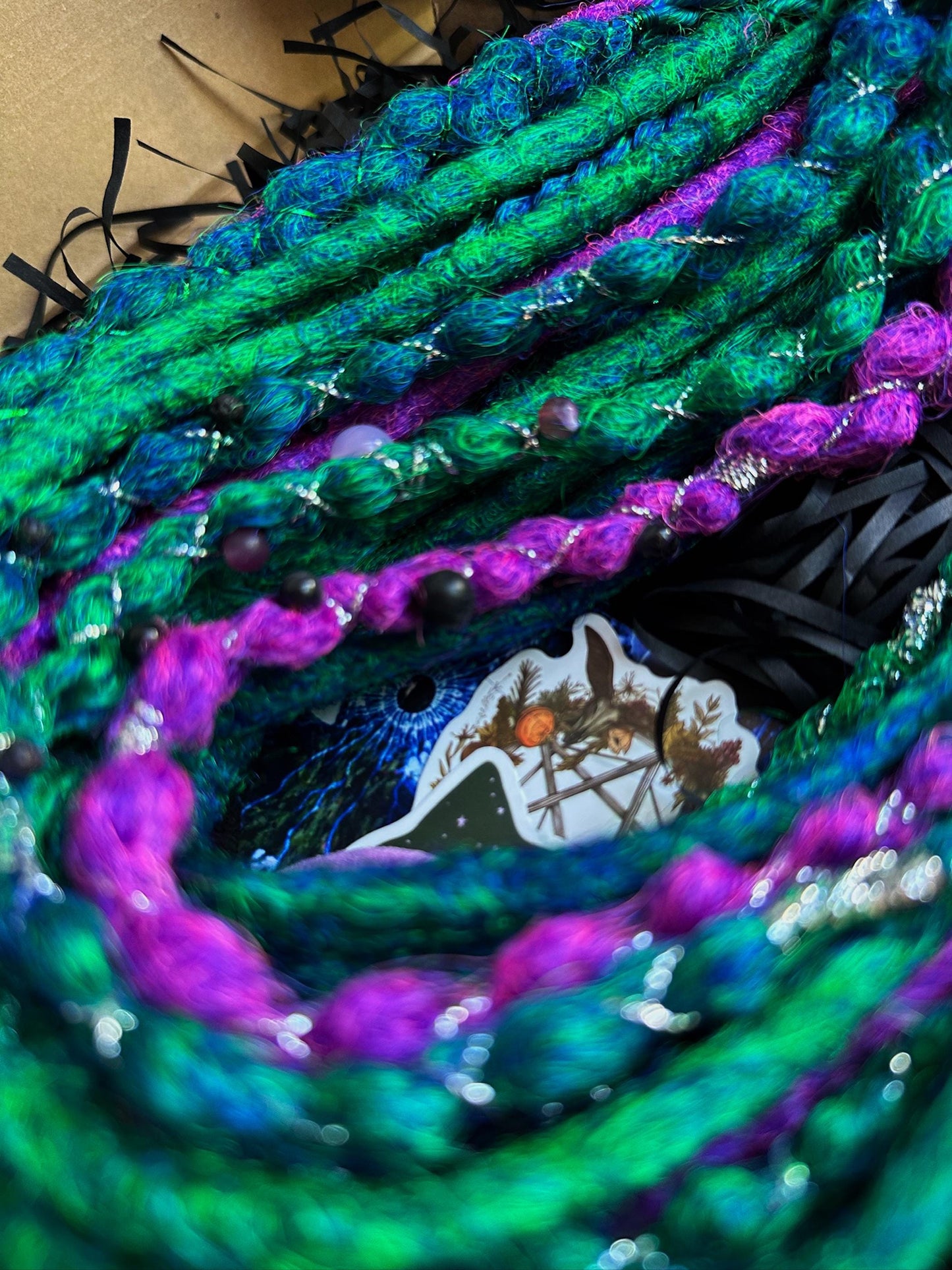 Witch Boho Hair Extensions - Blue Purple Emerald Dreadlocks