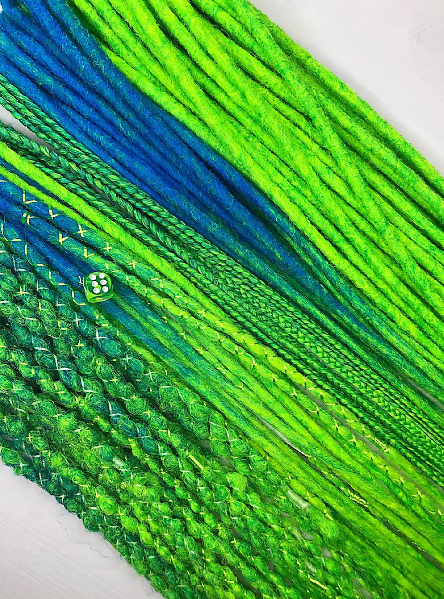 UV Glow Green Dreads – Blue & Acid Ombre Psy Dreadlocks Set