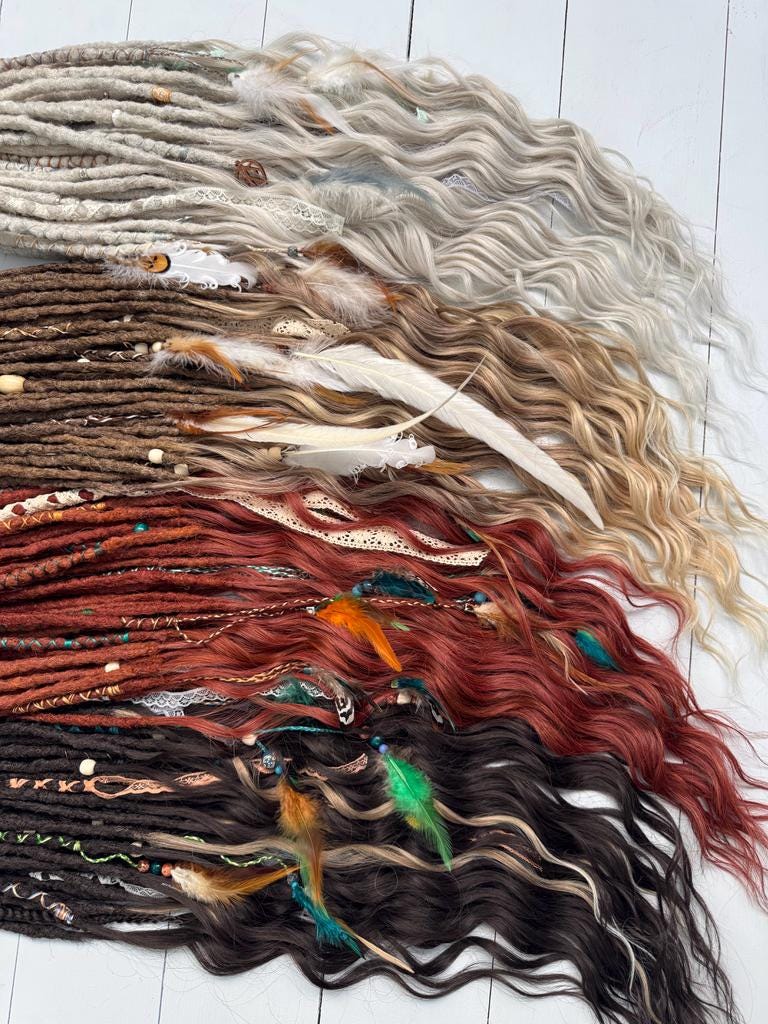 Boho Crochet Dreadlock Set with Blonde and Brown Hair Extensions