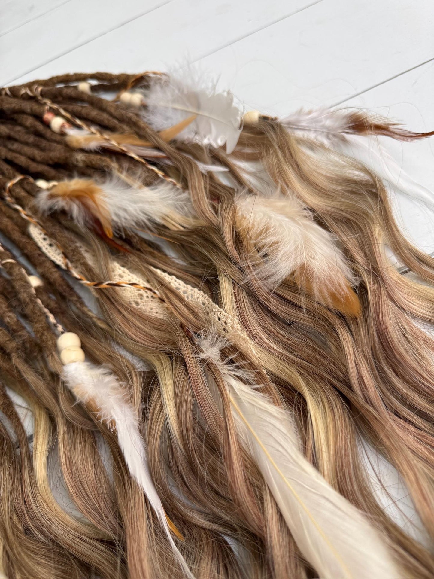 Boho Crochet Dreadlock Set with Blonde and Brown Hair Extensions