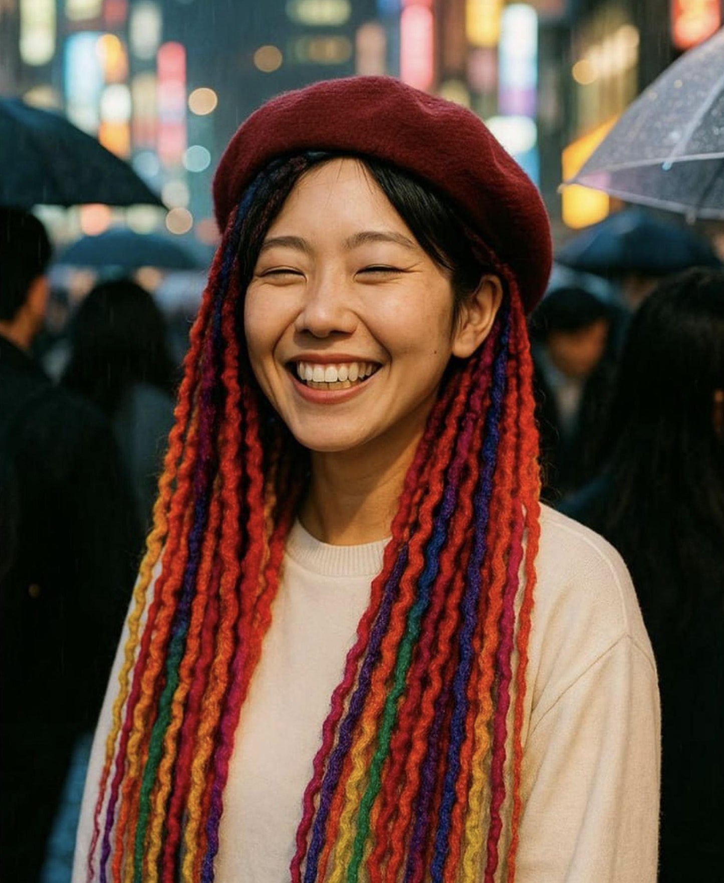 Rainbow Ombre Dreads Red Yellow Green | Curly Synthetic SE DE Dreadlocks Set