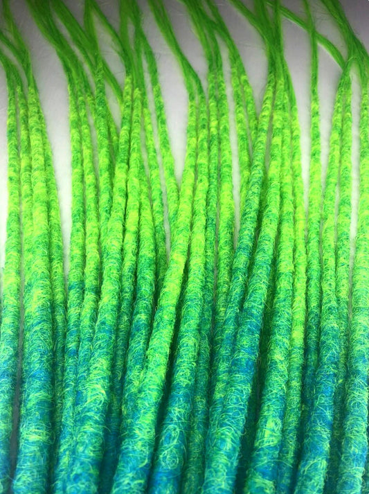 UV Glow Green Dreads – Blue & Acid Ombre Psy Dreadlocks Set