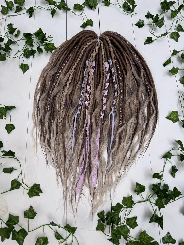 Boho Synthetic Dreadlock Set in Blonde Brown Ombre with Lilac Accents