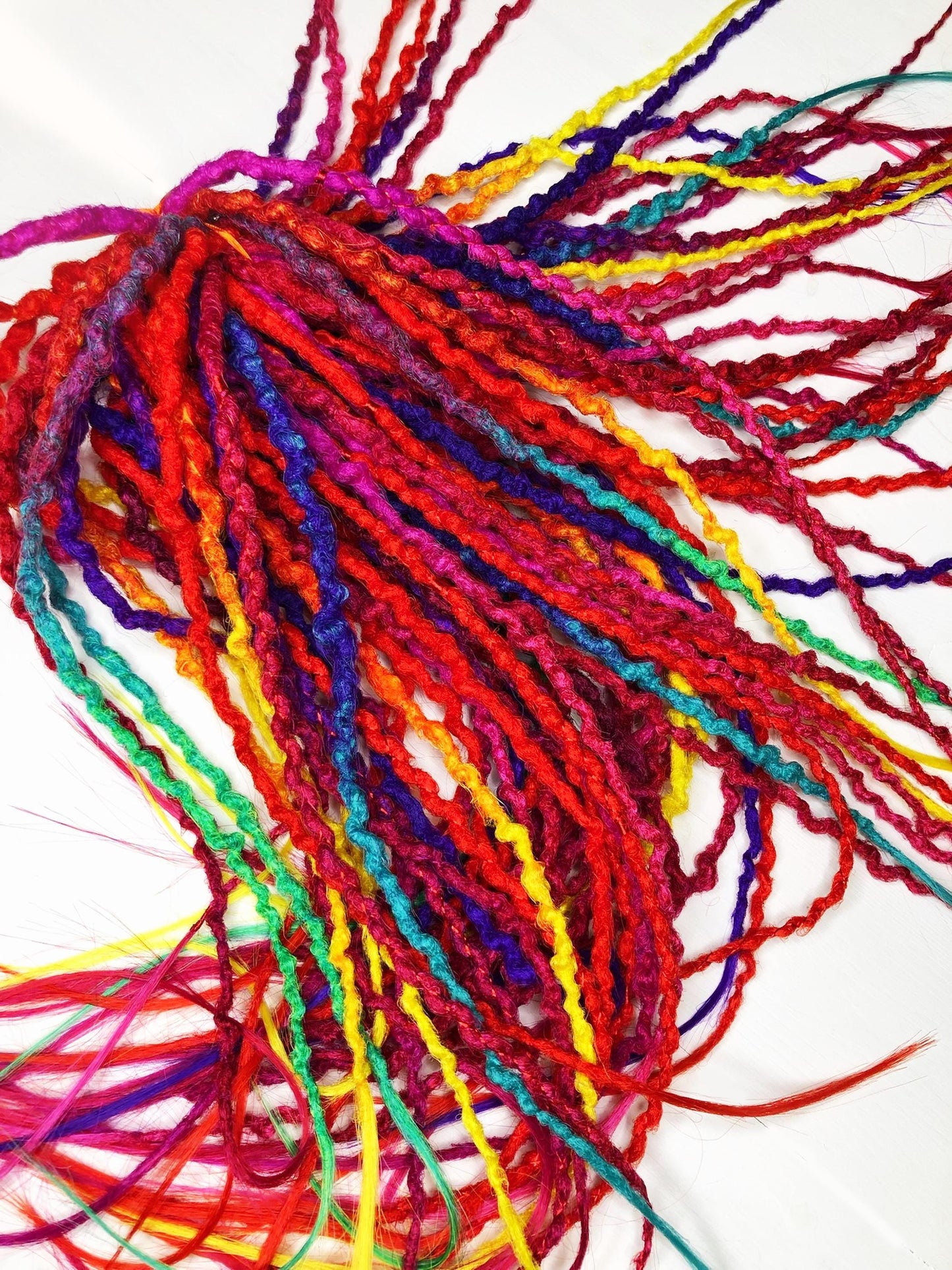 Rainbow Ombre Dreads Red Yellow Green | Curly Synthetic SE DE Dreadlocks Set