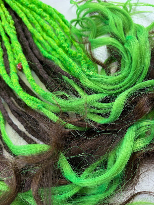 Dreadlocks with Human Hair Tips | Synthetic Dreads with Dyed Human Hair Ends