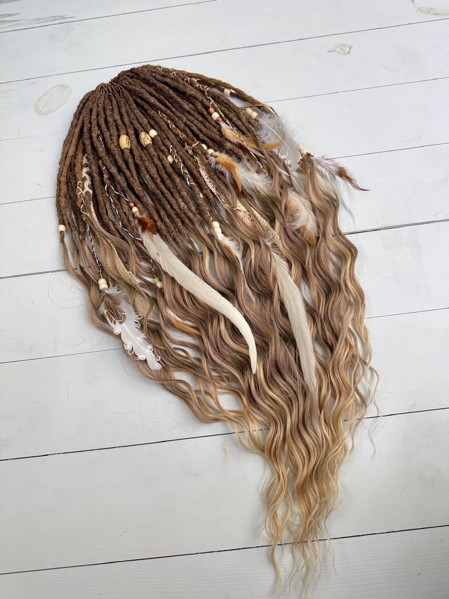 Boho Crochet Dreadlock Set with Blonde and Brown Hair Extensions