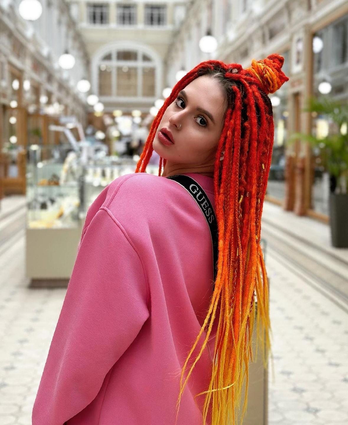 Red Orange Yellow Dreads Extensions | Fire Boho Dreadlocks