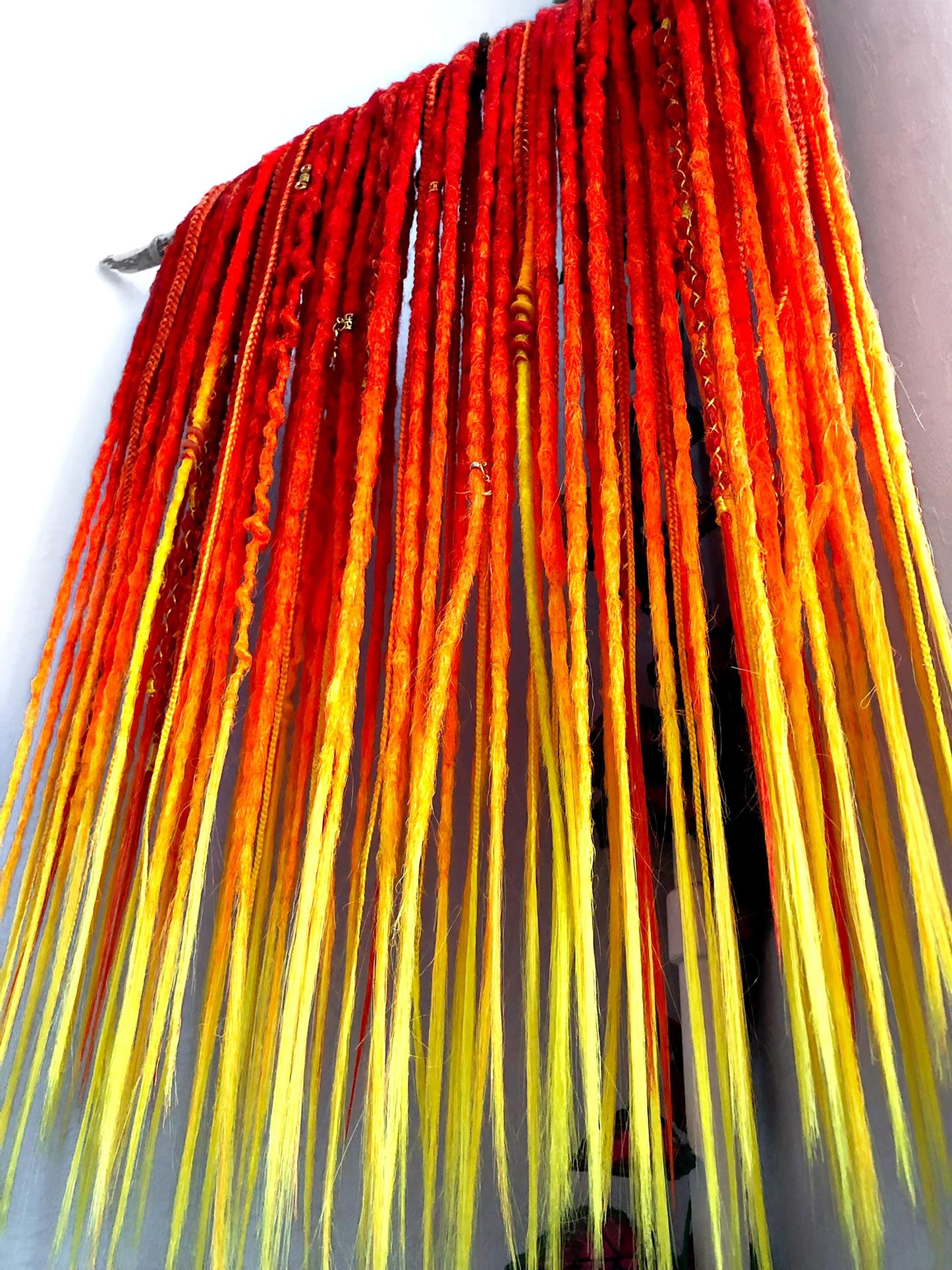 Red Orange Yellow Dreads Extensions | Fire Boho Dreadlocks