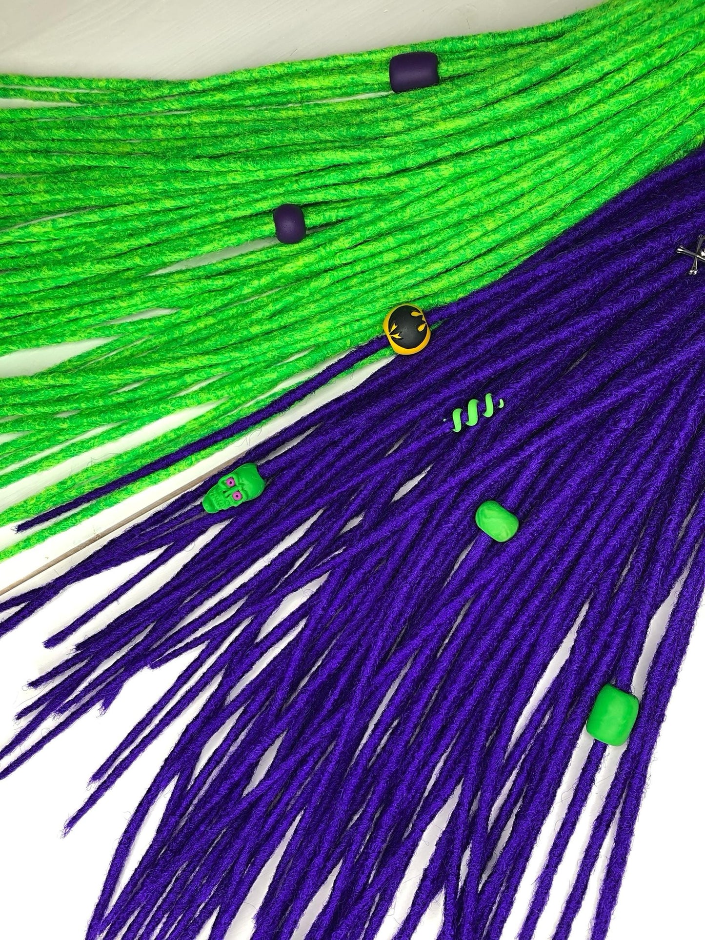 Joker UV Glow Dreads Set | Neon Green Purple Dreadlocks