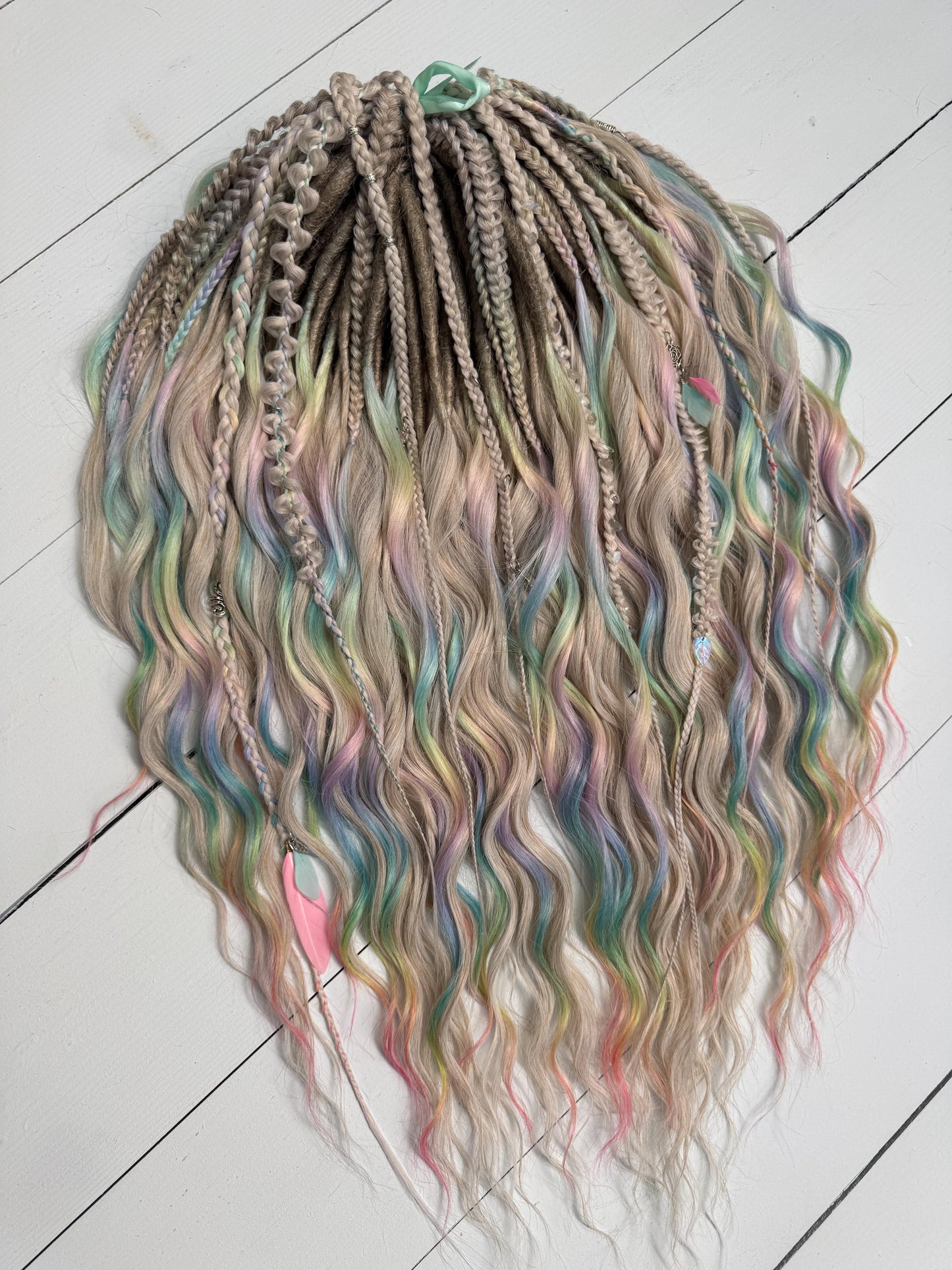 Pastel Rainbow Synthetic Dreadlock Curls