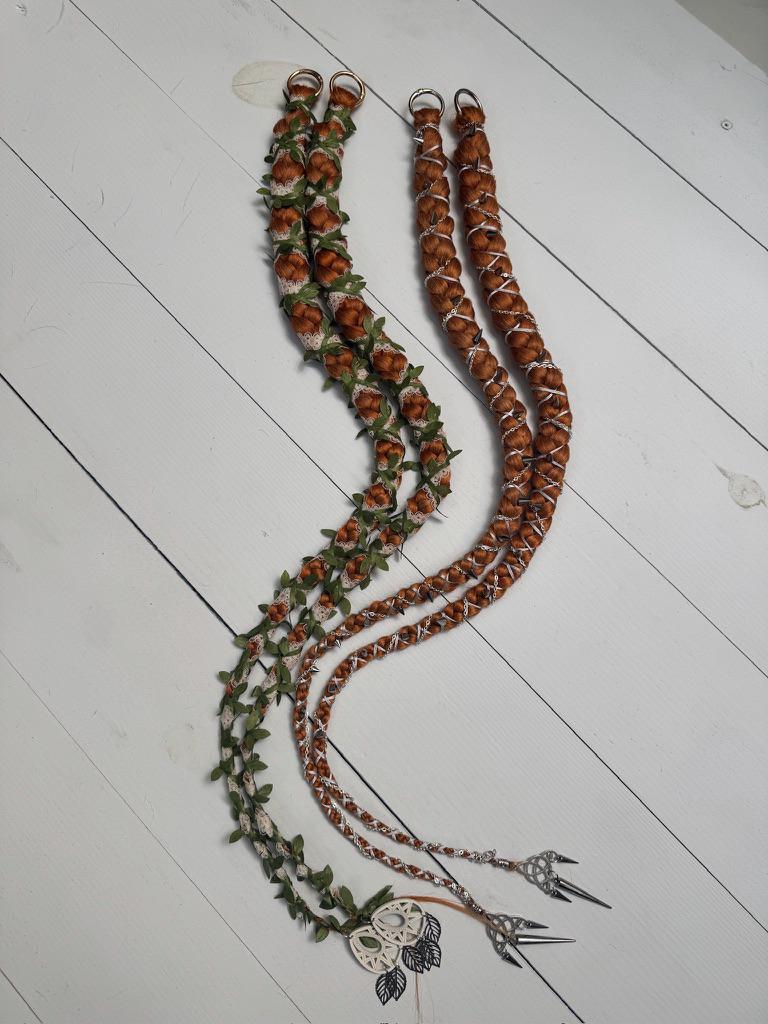 Clip-In Braided Hair Extensions with Boho Leaves or Punk Chains