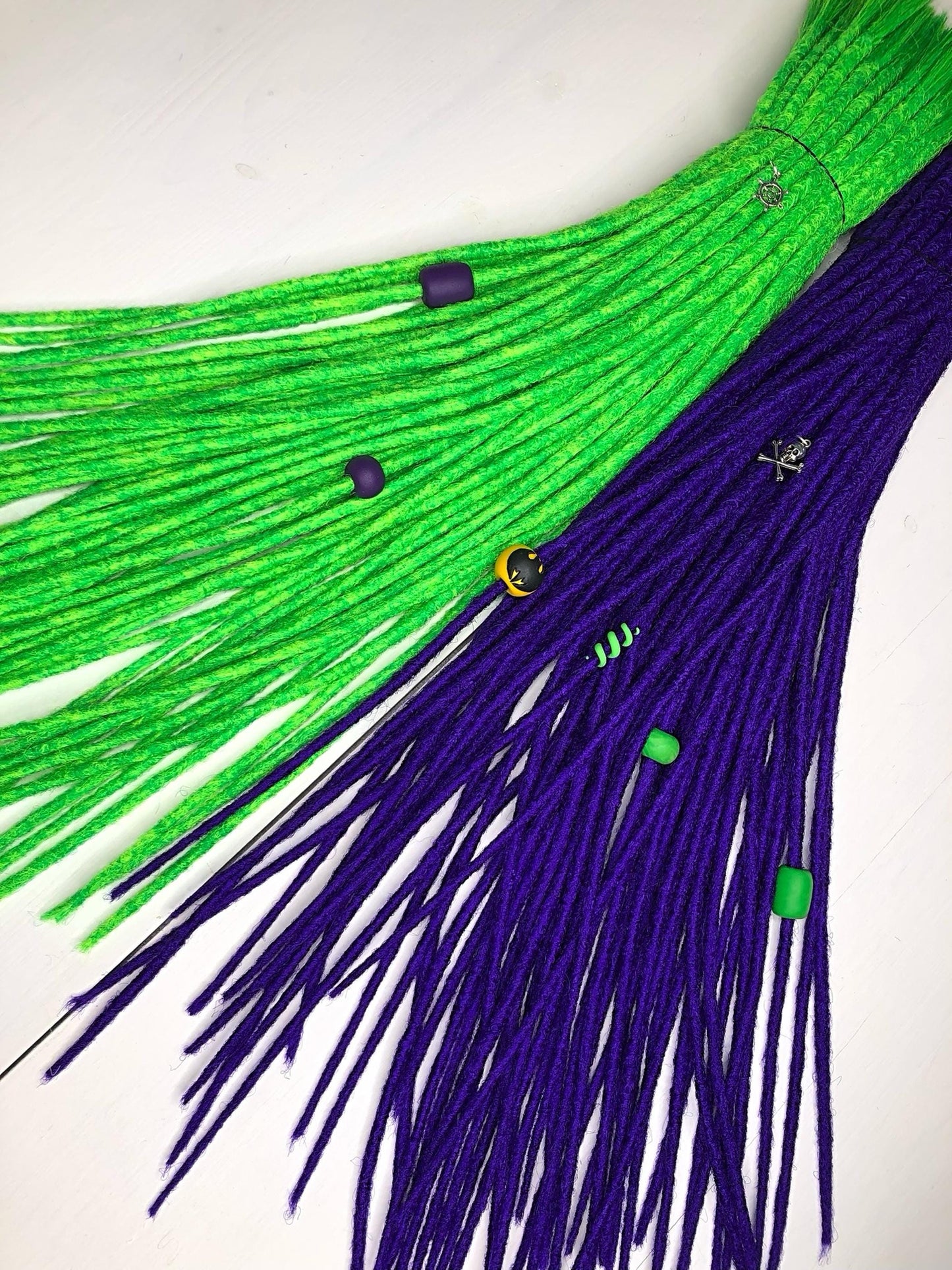 Joker UV Glow Dreads Set | Neon Green Purple Dreadlocks