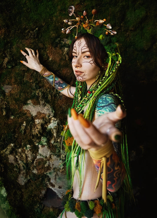 Mushroom Queen Dreads Full Set – Forest Witch Green Dreadlocks