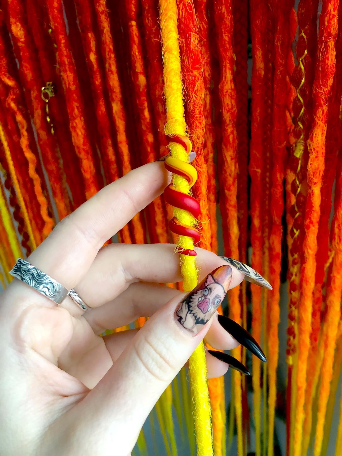 Red Orange Yellow Dreads Extensions | Fire Boho Dreadlocks