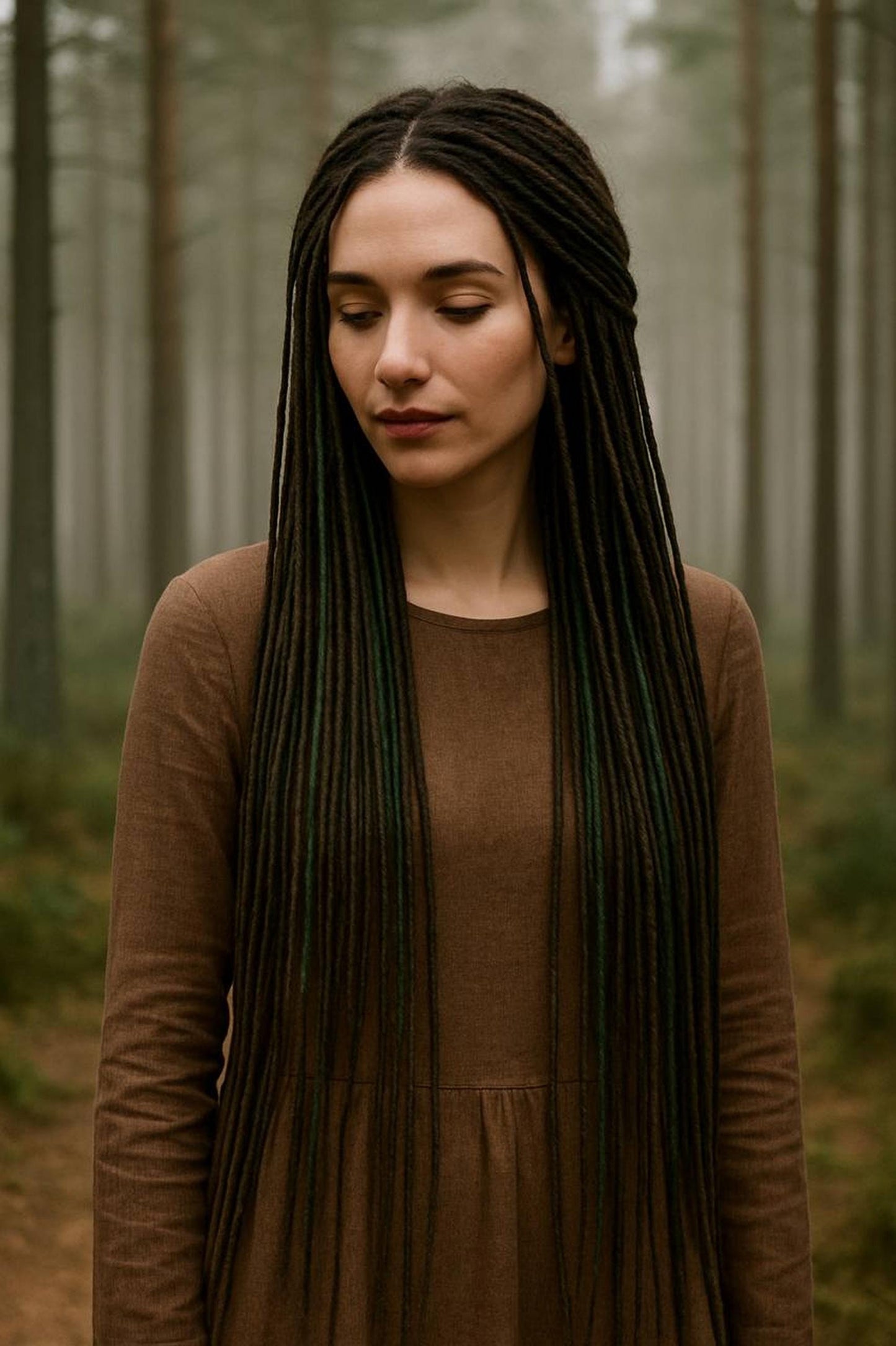 Brown Natural-Look Thin Dreads