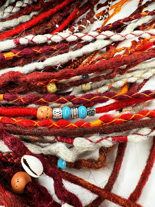 Boho Red Orange Burgundy Blonde Dreads Set