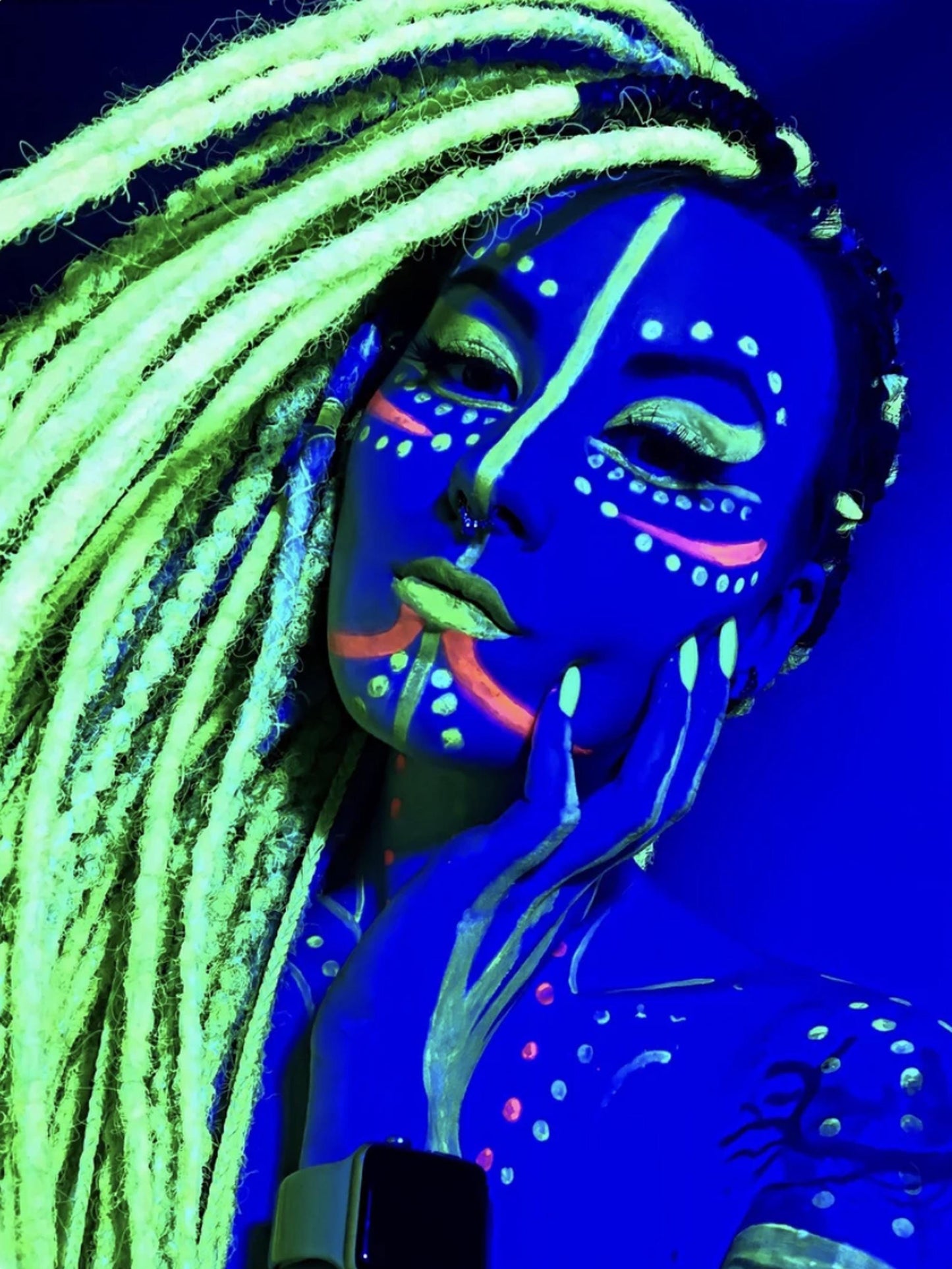 UV Glow Green Dreads – Blue & Acid Ombre Psy Dreadlocks Set