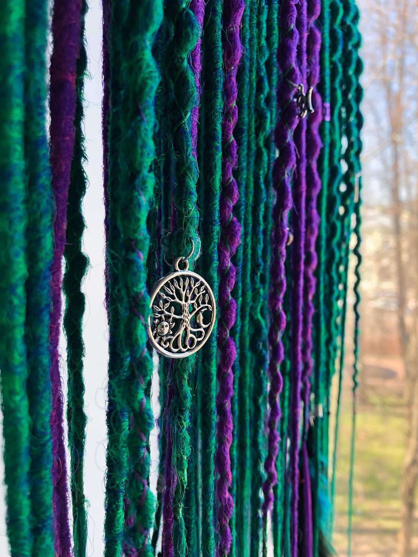 Witch Boho Hair Extensions - Blue Purple Emerald Dreadlocks