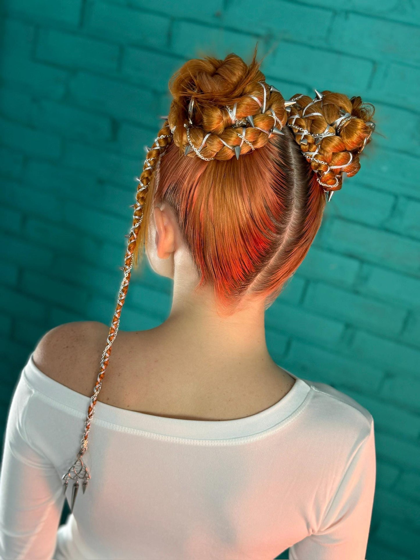 Clip-In Braided Hair Extensions with Boho Leaves or Punk Chains