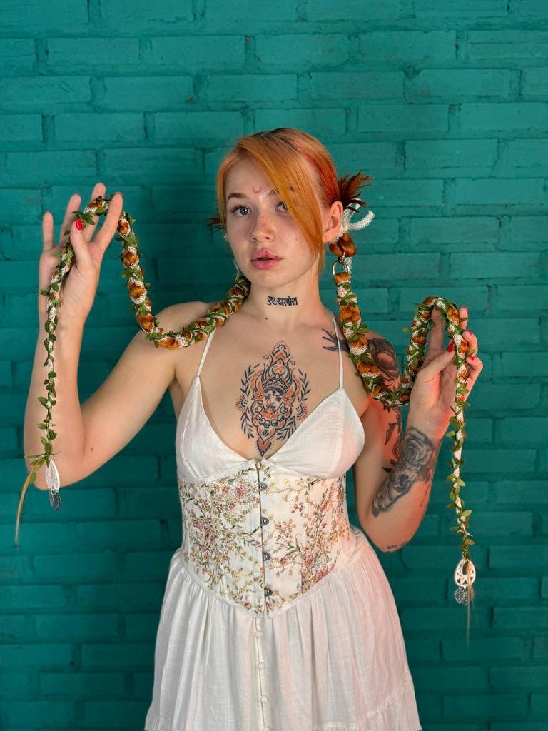 Clip-In Braided Hair Extensions with Boho Leaves or Punk Chains