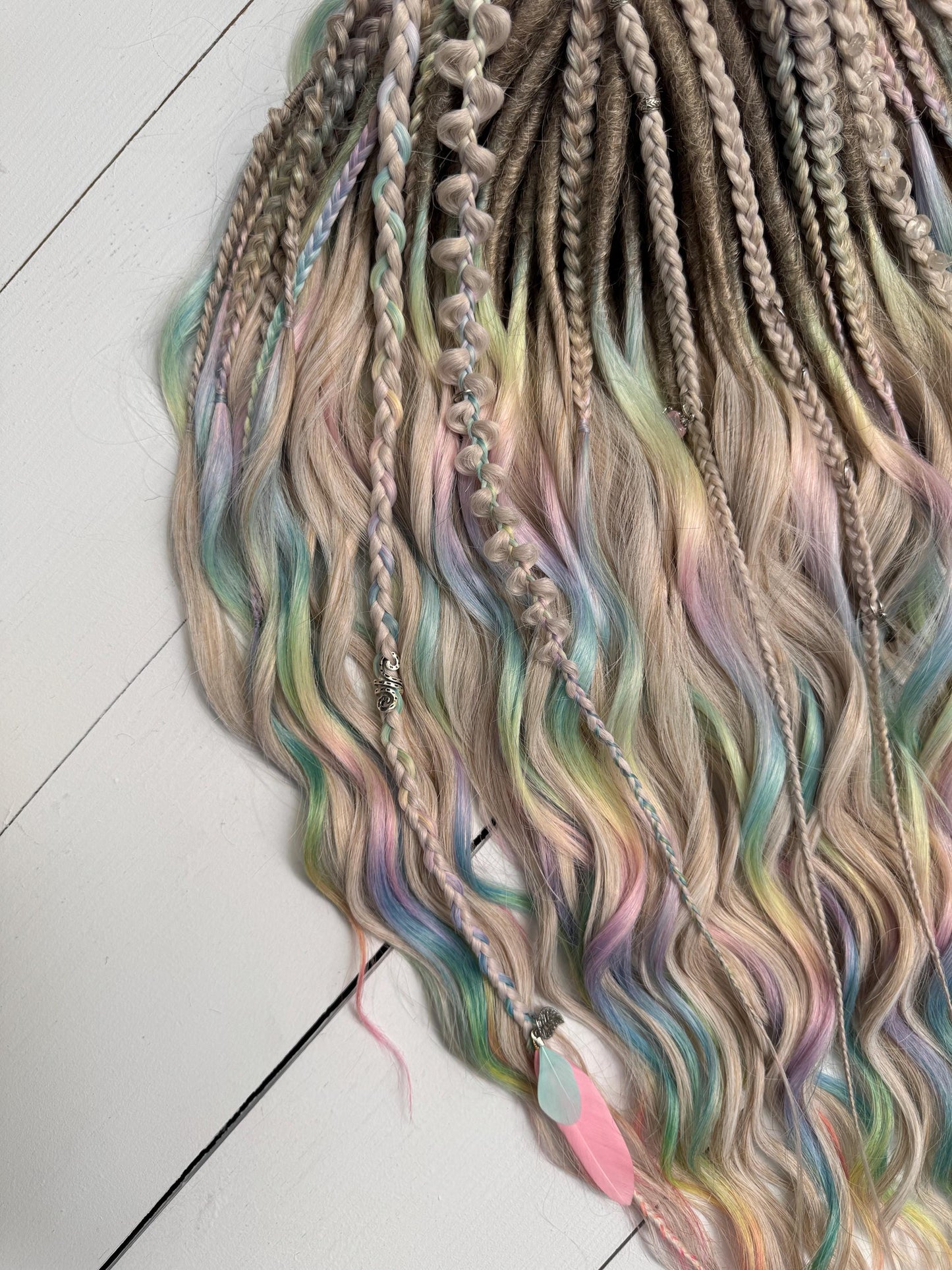 Pastel Rainbow Synthetic Dreadlock Curls