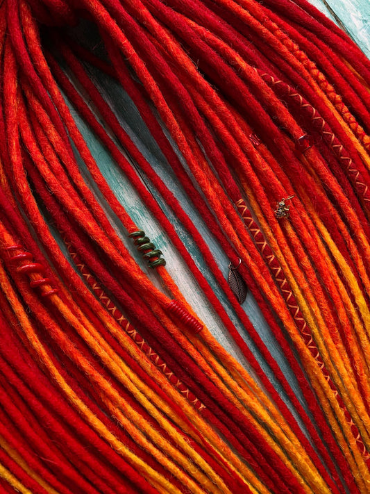 Red Orange Yellow Dreads - Fire Ombre Dreadlocks Set