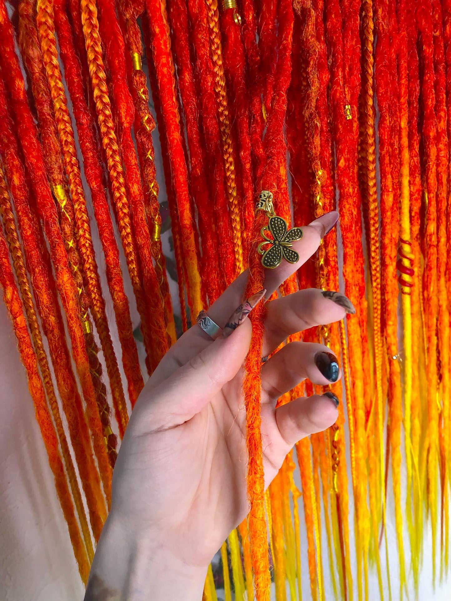 Red Orange Yellow Dreads Extensions | Fire Boho Dreadlocks