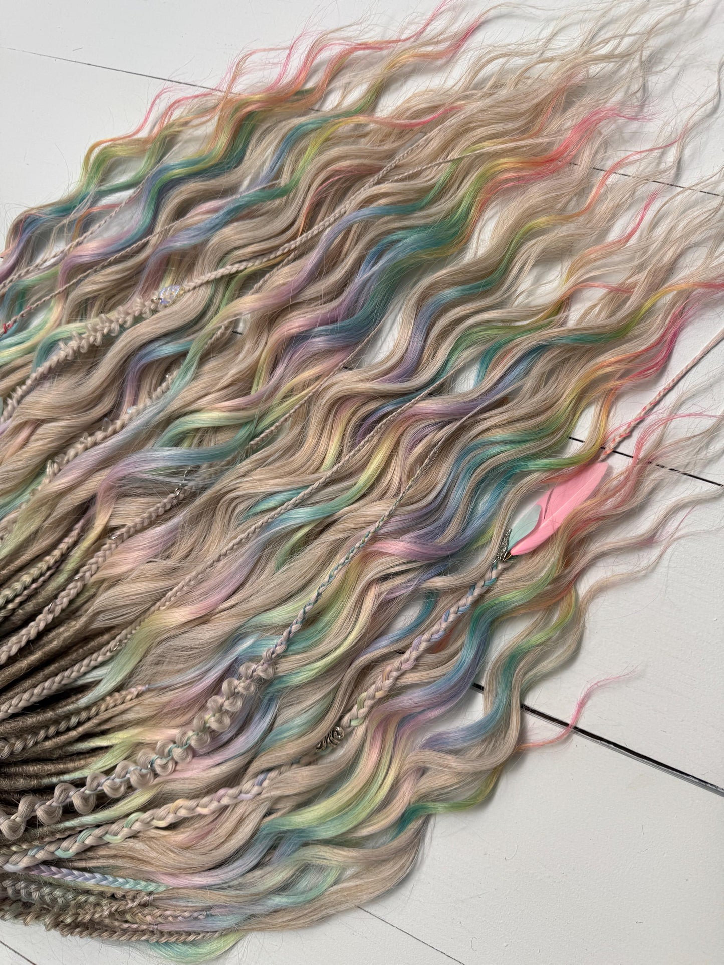 Pastel Rainbow Synthetic Dreadlock Curls