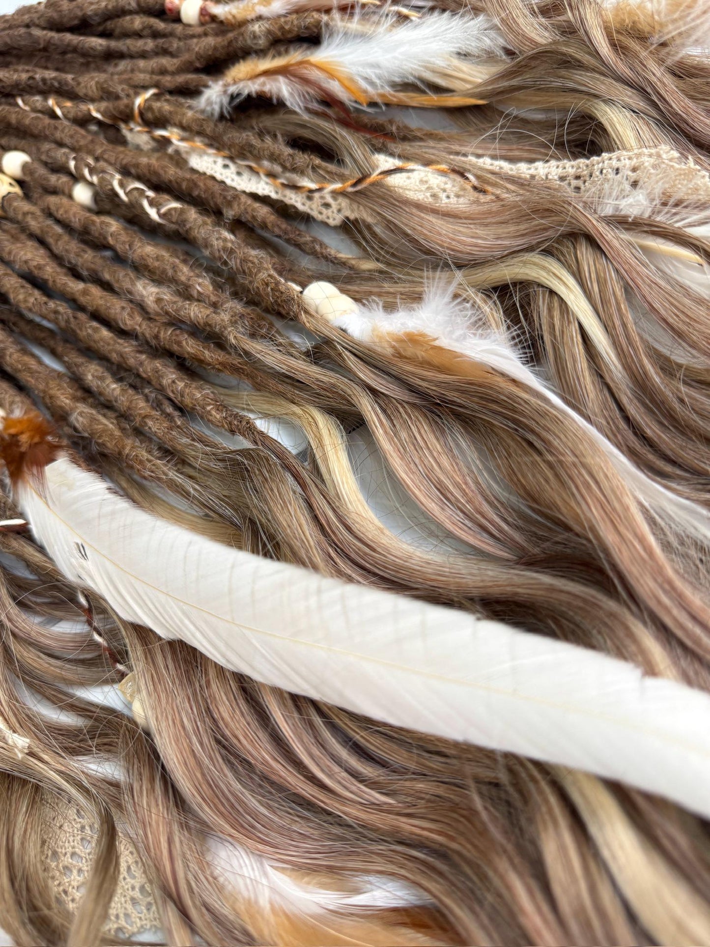 Boho Crochet Dreadlock Set with Blonde and Brown Hair Extensions