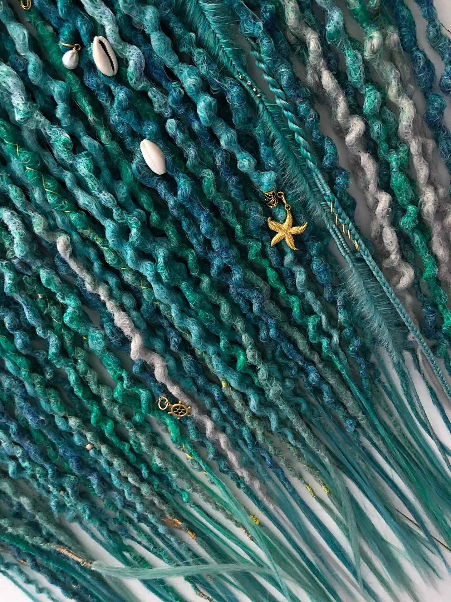 Turquoise Emerald Teal Dreadlocks Set | Ocean Peacock Ombre Dreads
