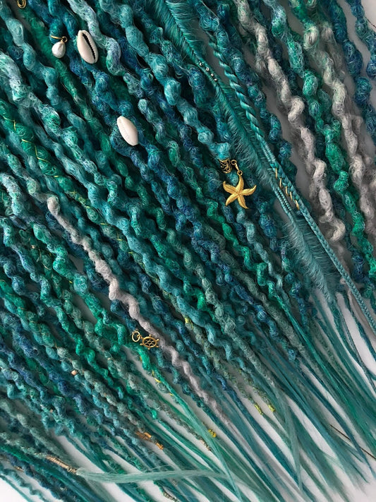 Turquoise Emerald Teal Dreadlocks Set | Ocean Peacock Ombre Dreads