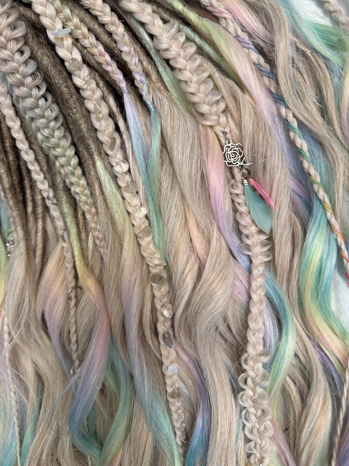 Pastel Rainbow Synthetic Dreadlock Curls