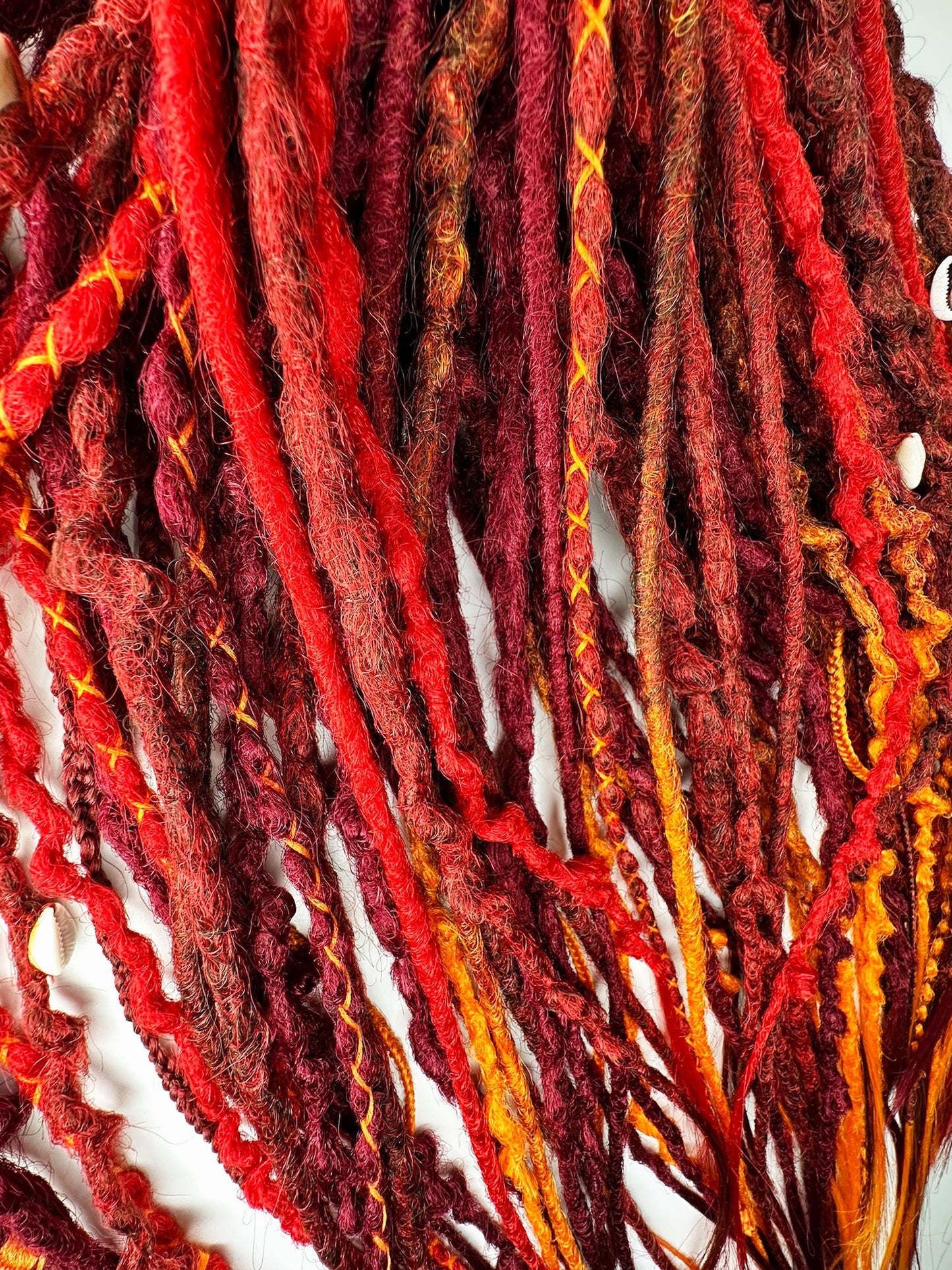 Boho Red Orange Burgundy Blonde Dreads Set