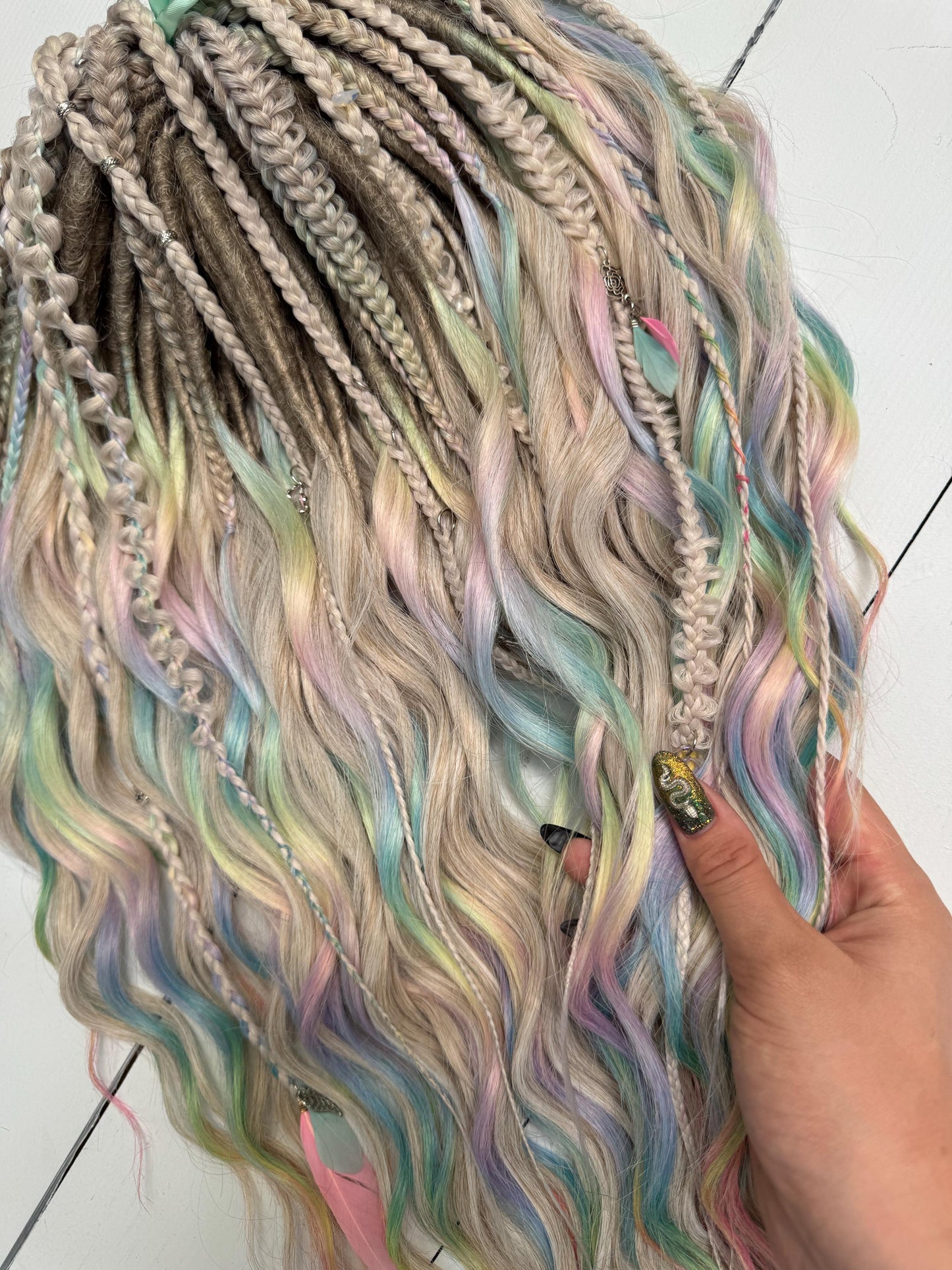 Pastel Rainbow Synthetic Dreadlock Curls