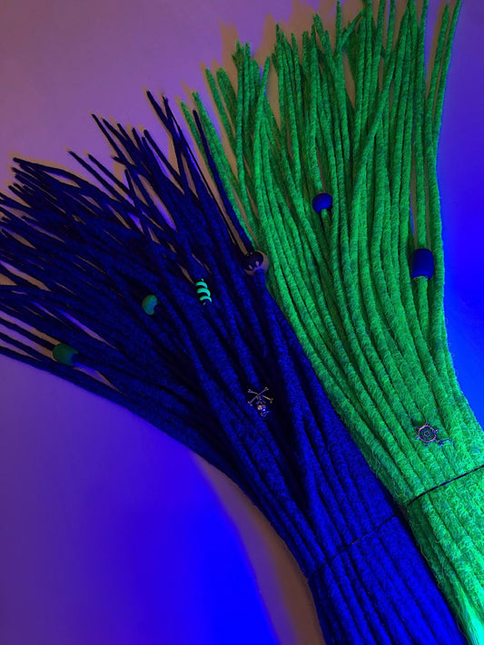 Joker UV Glow Dreads Set | Neon Green Purple Dreadlocks