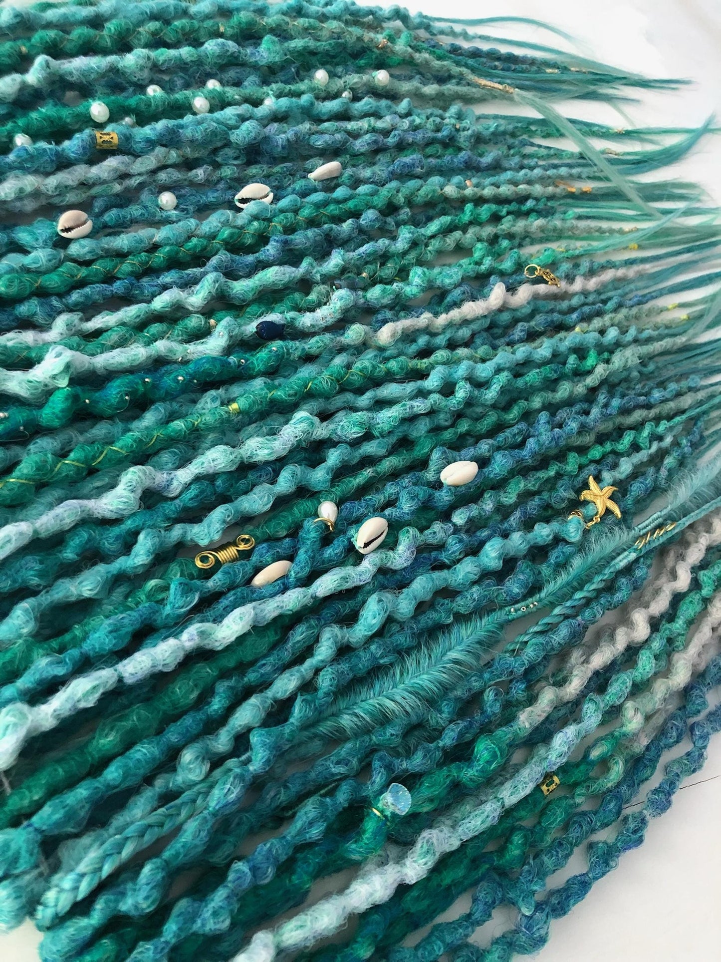 Turquoise Emerald Teal Dreadlocks Set | Ocean Peacock Ombre Dreads