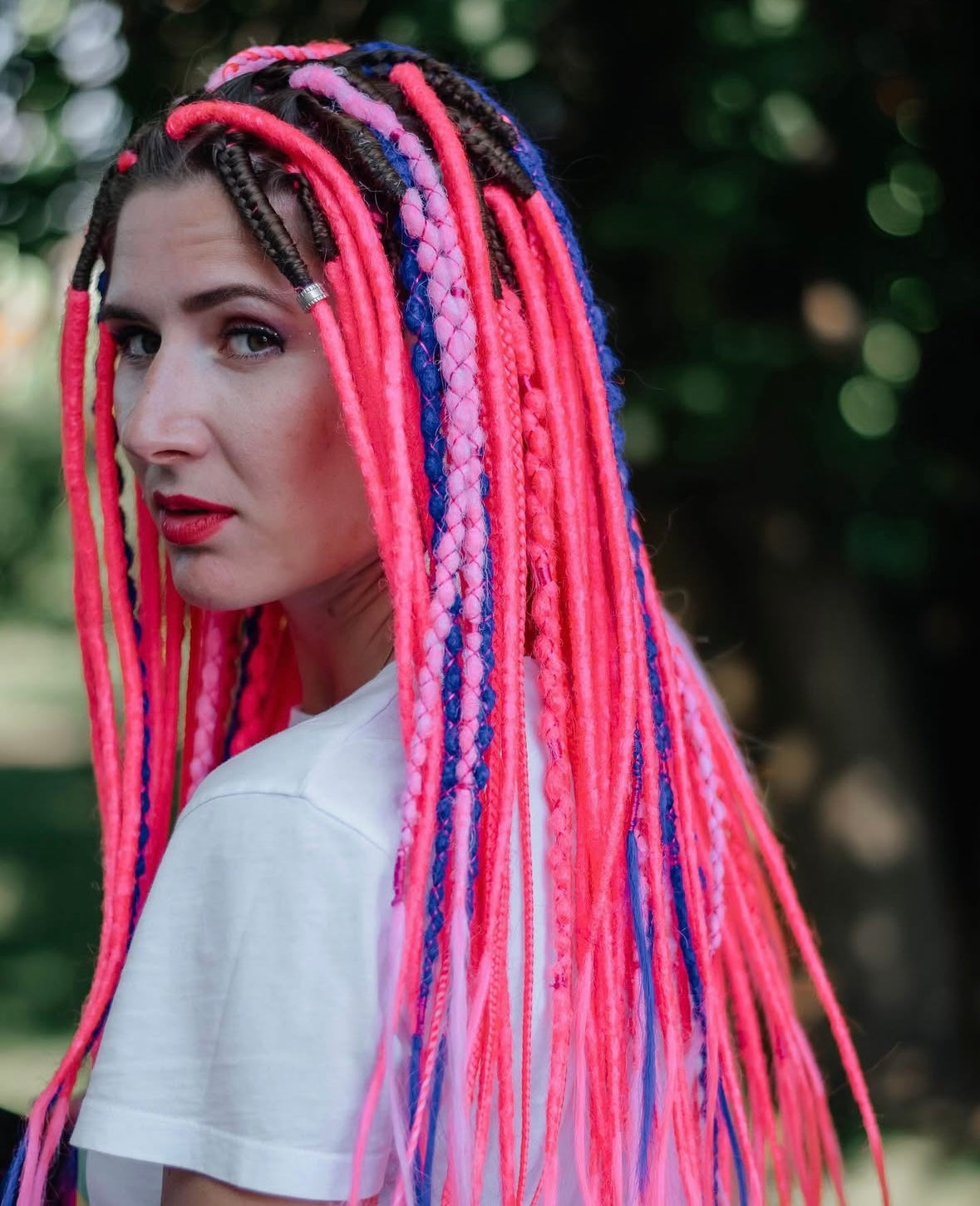Pink UV Glow Dreadlocks Set
